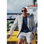 Tailored Fit Drewett Blue Stripe Cotton Stretch Seersucker Shorts Suit