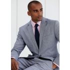 Tailored Fit Anderson Blue Puppytooth Cotton Linen Suit - Waistcoat Optional