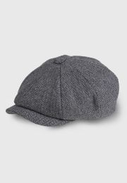 Charcoal Herringbone Baker Boy Cap