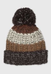 Striped Knitted Pom-Pom Hat