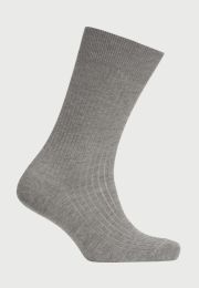 Grey Plain Rib Socks