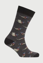 Charcoal Pheasant Motif Socks