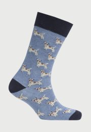 Blue Dog Motif Socks