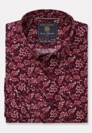 Tailored Fit Merlot Print Corduroy Cotton Shirt