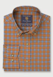 Tailored Fit Gold Check Cotton Oxford Shirt