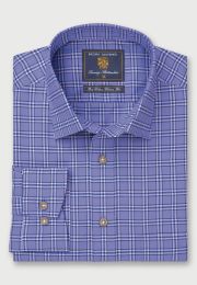 Regular Fit Sky Blue Check Cotton  Oxford Shirt