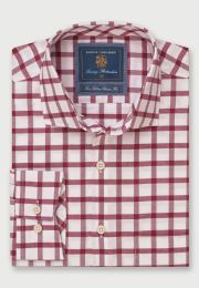 Regular Fit Fit Wine Check Cotton Oxford Shirt