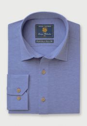 Tailored Fit Sky Blue Knitted Cotton Shirt