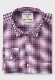 Tailored Fit Navy and Red Check Cotton-Rich Oxford Shirt