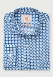 Tailored Fit Blue Print Cotton Shirt