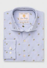 Tailored Fit Blue Stripe with Lemons Design Cotton Shirt