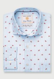 Regular Fit Fit Sky Blue Fine Stripe with Watermelon Design Cotton Shirt