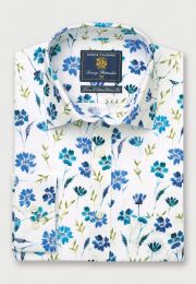 Regular Fit Fit Meadow Print Linen Cotton Shirt