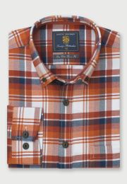 Regular Fit Rust Jaspe Check Cotton Shirt