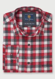 Regular Fit Red Melange Check Cotton Shirt