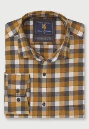 Regular Fit Mustard Melange Check Cotton Shirt