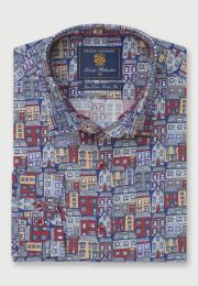 Regular Fit Multicoloured Houses Cotton Shirt