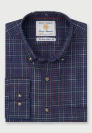 Regular Fit Navy  Tattersall Check Cotton Shirt