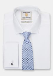 Tailored Fit Double Cuff White Poplin Cotton Shirt