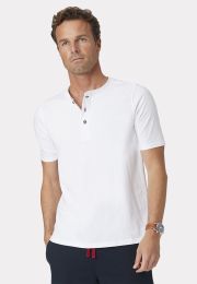 Askrigg White Pure Cotton Henley T-Shirt