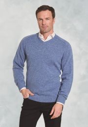 Barton Sky Blue Lambswool V-Neck Jumper