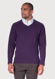 Barton Damson Lambswool V-Neck Jumper