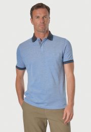 Bowrey Pure Cotton Sky Blue Melange Pique Polo Shirt