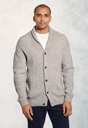 Bryan Silver Grey Lambswool Shawl Collar Cardigan