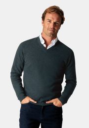 Petrol Cashmere V-Neck Jumper