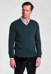 Petrol Cashmere V-Neck Jumper