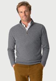 Charcoal Cashmere Zip Neck Jumper