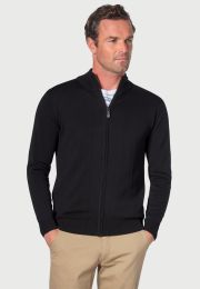 Columbus Black Zip Through Cardigan