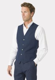 Tailored Fit Constable Navy Linen Blend Waistcoat