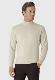 Cornwall Stone Cotton Merino Roll Neck Jumper