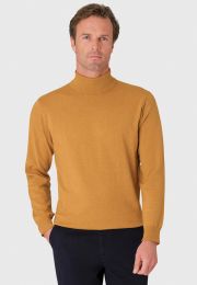 Cornwall Mustard Cotton Merino Roll Neck Jumper