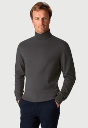 Cornwall Charcoal Cotton Merino Roll Neck Jumper