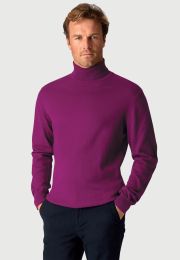 Cornwall Plum Cotton Merino Roll Neck Jumper