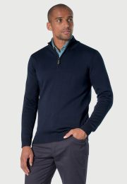 Dallas Navy Zip Neck Jumper