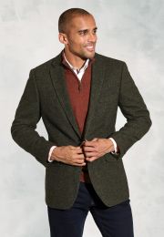 Regular Fit Dee Olive Herringbone Wool Blend Jacket