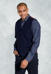 Dettori Navy Wool Blend Waistcoat