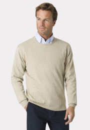 Devon Stone Cotton Merino Crew Neck Jumper