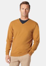 Dorset Mustard Cotton Merino V-Neck Jumper