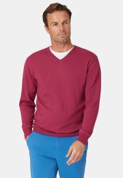 Dorset Raspberry Cotton Merino V-Neck Jumper