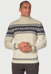 Gautier Ecru Fairisle Roll Neck Jumper