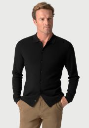 Haworth Black Merino Wool Button Through Cardigan