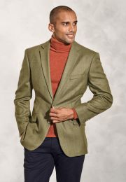 Regular Fit Helsinki Olive Check Pure New Wool Tweed Jacket