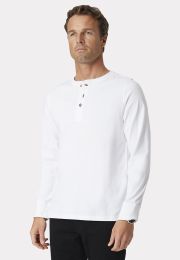 Holkham White Pure Cotton Long Sleeve Henley T-Shirt