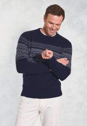 Larson Navy Fairisle Lambswool Jumper