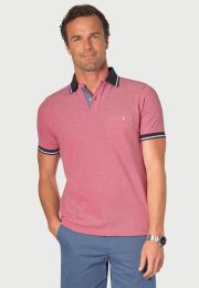 Menston Raspberry Melange Pique Cotton Polo Shirt