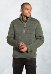 Morris Olive Borg Lined Half Zip Fleece